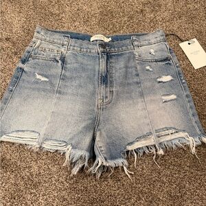 Hidden Blue Frayed Denim Shorts